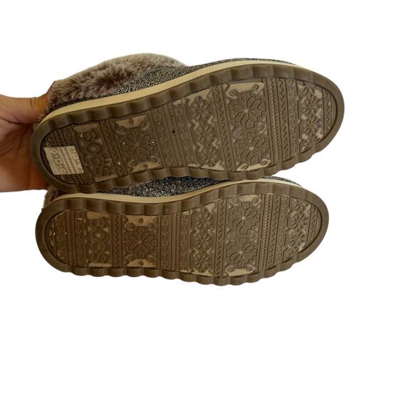 Skechers BOBS Faux Fur Memory Foam Slippers Women’s 6 Glitter Metallic Slip On - Picture 8 of 10